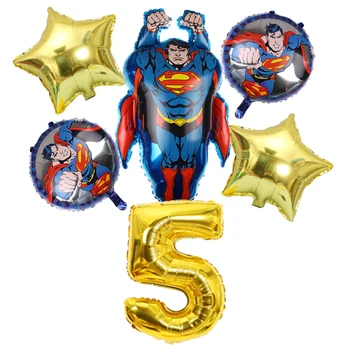 6 ks Superman Balón nastaviť Detí, narodeniny, party dekorácie chlapec počet Počet Hliníková Fólia Balón deti hračky, Detská kúpeľ loptu