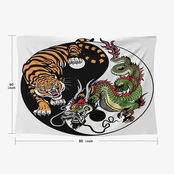 Home Decor Gobelín Dragon Tiger Yin Yang Symbol Harmónie A Rovnováhy Internátu, Spálňa, Obývacia Izba