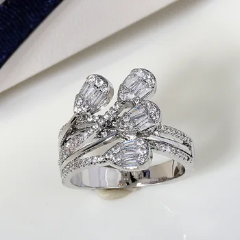 Princezná Rez Cubic Zirconia Krúžok 925 Strieborný Prsteň Dámy Módne snubný Prsteň Geometrické Krúžok Zásnubné Prstene pre Ženy