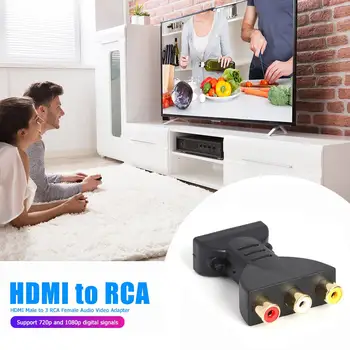 Kompatibilný s HDMI 3 RCA Samec Samica AV Scaler Adaptér HD Video Kompozitné Converter Box zlacený Konektor