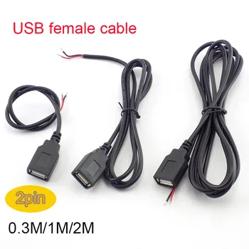 0,3 m/1 m/2 m 5V USB Napájací Kábel 2 Pin USB 2.0 A Ţeny muţi 4 pin drôtu Konektor Nabíjačky nabíjanie Kábel Rozšírenie Konektor urob si sám