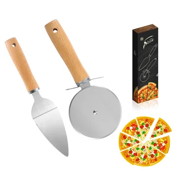2 Pack Pizza Krájač Kolesa &Pizza Server Nastaviť Fréza Ochranný Kryt Kotúča, Ideálne na Pizzu, Koláče, Cesto sušienky a Oblátky