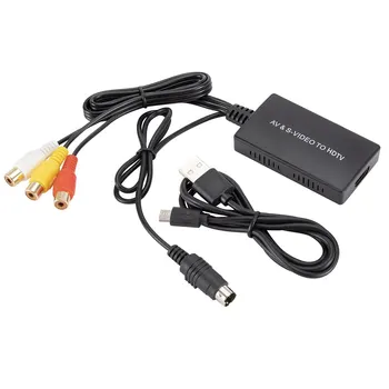S-Video a 3RCA CVBS Kompozitný Audio Video Converter, Svideo na kompatibilný s HDMI Prevodník, Podpora 1080P/720P Pre PC, Notebook, PS