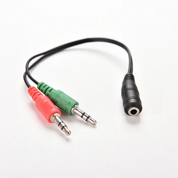 Ženské Jack Dual Samec Konektor Audio Stereo Headset Mikrofón Splitter Káble 2 ks 3,5 mm