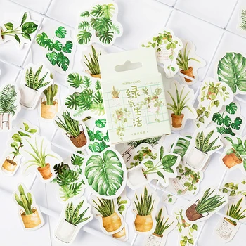 Zelené rastliny, Papier Malé Denník Mini Japonský Roztomilý box Nálepky nastaviť Scrapbooking Roztomilý Vločky Vestník kancelárske potreby