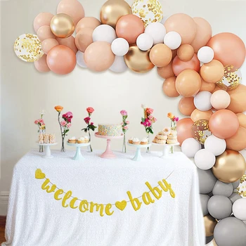 128pcs Macaron Orange balón Garland Reťazca Happy Birthday Party Dekorácie Deti, Dospelých, Svadobné Dekor Latex Baloon Baby Sprcha