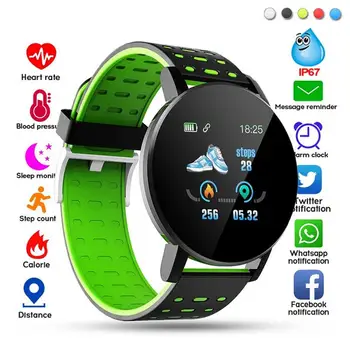 119Plus Dotykový Displej Smart Hodinky Vodotesné Šport Fitness Tracker Muži Ženy Krvného Tlaku, Tepovej frekvencie Pre Android IOS